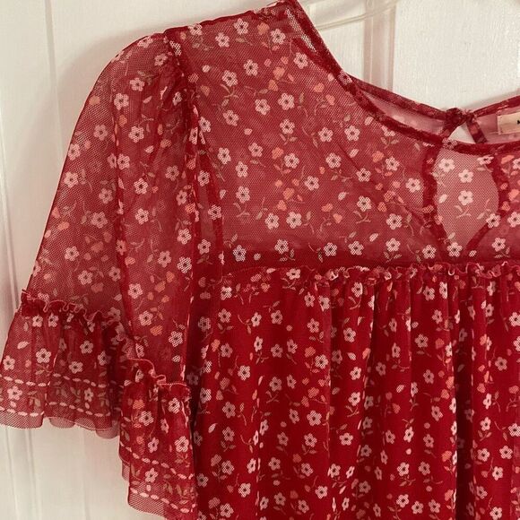 🔥3/$20🔥 Max Studio mesh floral print blouse size XS - Picture 4 of 11